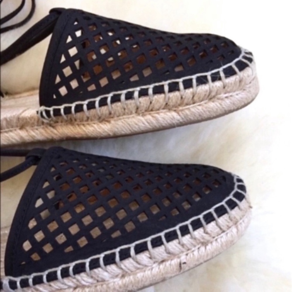 Frye Leo Perforated Ankle Wrap Leather Espadrilles - Picture 5 of 7